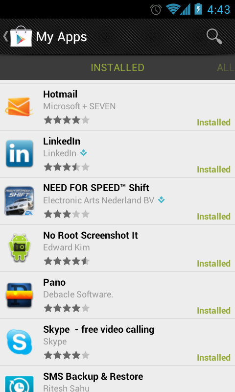 Uninstalled PANO in Ice Cream Sandwich (Android 4.0)