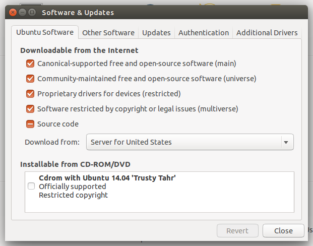 Software and Updates in Ubuntu